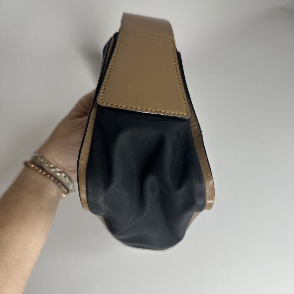 Bally Vintage Black Beige Nylon Leather Baguette Shoulder Bag Purse Made Italy - Picture 9 of 16